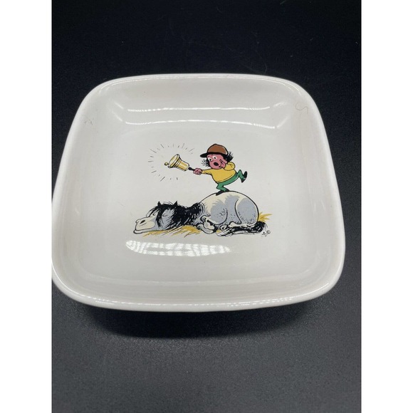 Devon Pottery Kid Pony Mouse Small Square Plate 4.5” Made in England Set of Two - Picture 2 of 9